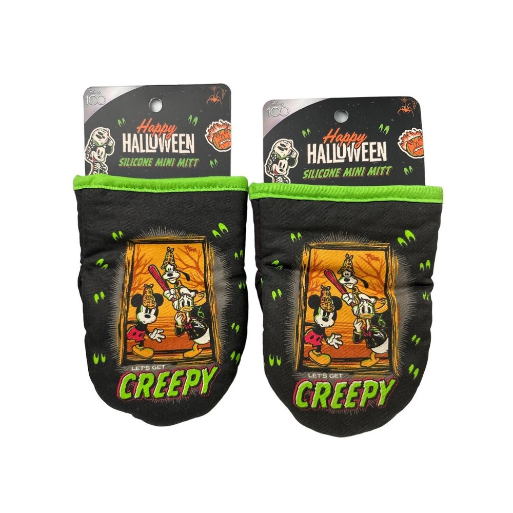 Disney 100 Let's Get Creepy Mickey Mouse Donald Goofy Mini Oven Mitts Pair